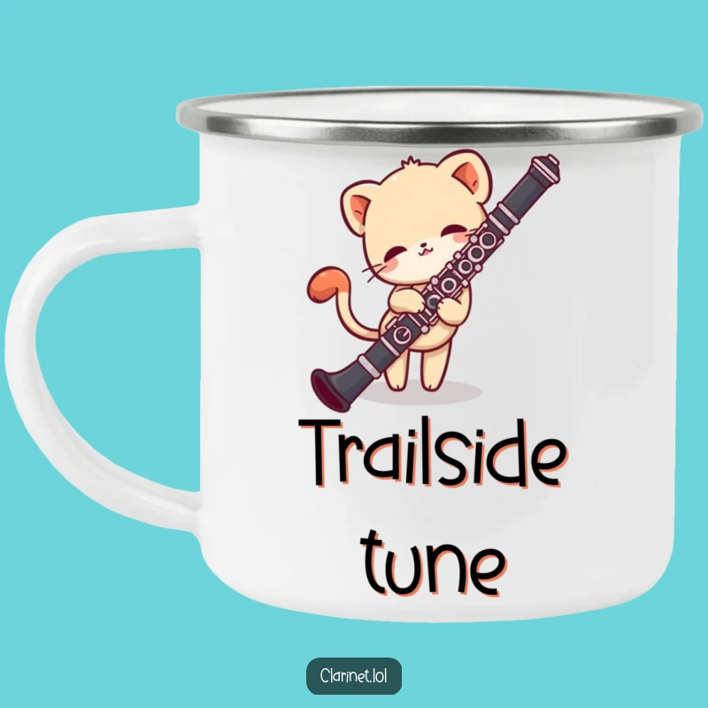 Funny Shy Creature Clarinet Camping Mug: Adventure with Gentle Curiosity