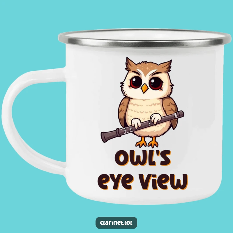 Owl Clarinet Camping Mug: Adventure Tunes with Musical Fun!