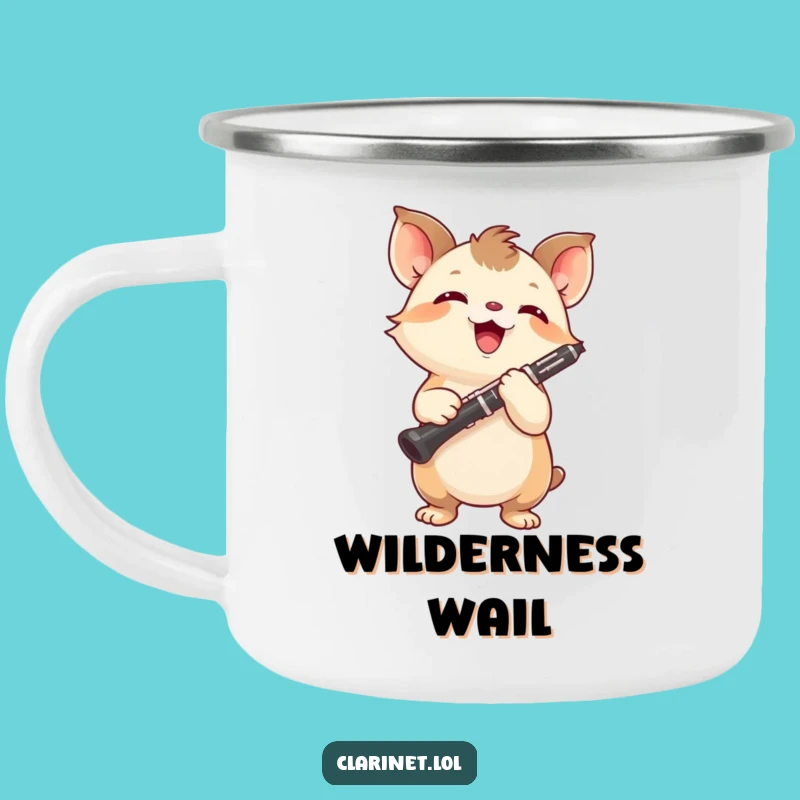 Funny Energetic Creature Clarinet Camping Mug: Adventure with Focused Music