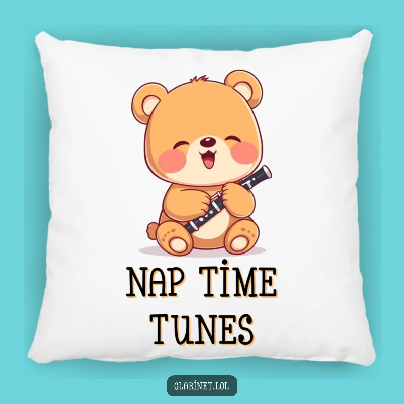 Funny Bear Cub Clarinet Pillow: Cuddle Up with Cute and Hilarious Comfort