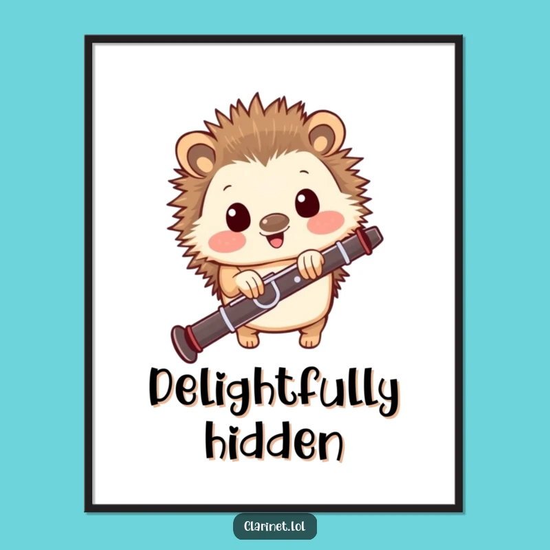 Funny Hedgehog Clarinet Digital Art: Instant Charm for Your Walls!