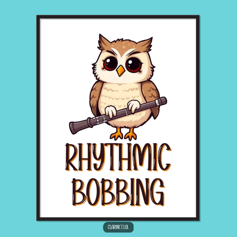 Funny Owl Clarinet Digital Art: Instant Rhythmic Joy for Your Walls!
