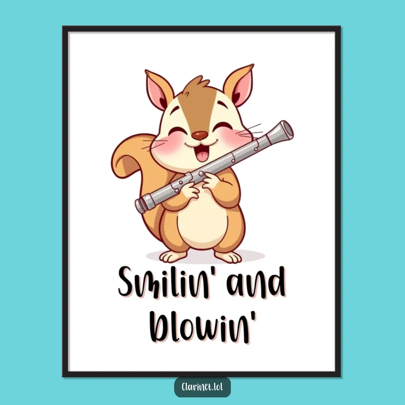 Funny Squirrel Clarinet Digital Art: Instant Musical Joy for Your Walls!