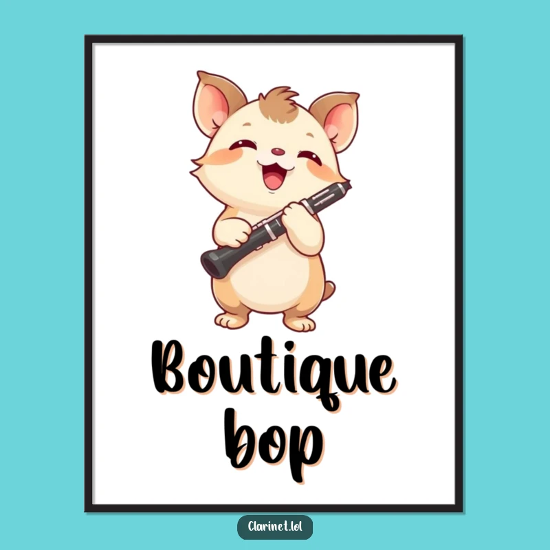 Funny Energetic Creature Clarinet Poster: Inspiring Musical Art for Your Space