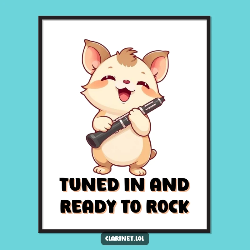 Fun Free Printable Wall Art: Energetic Creature with Clarinet - Quirky Decor Download