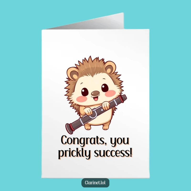 Free Printable Hedgehog Clarinet Congrats Card - Charming Downloadable Art for Celebrations