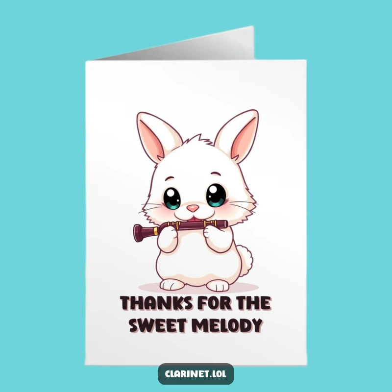 Free Printable Bunny Clarinet Thank You Card - Charming Downloadable Note for Gratitude