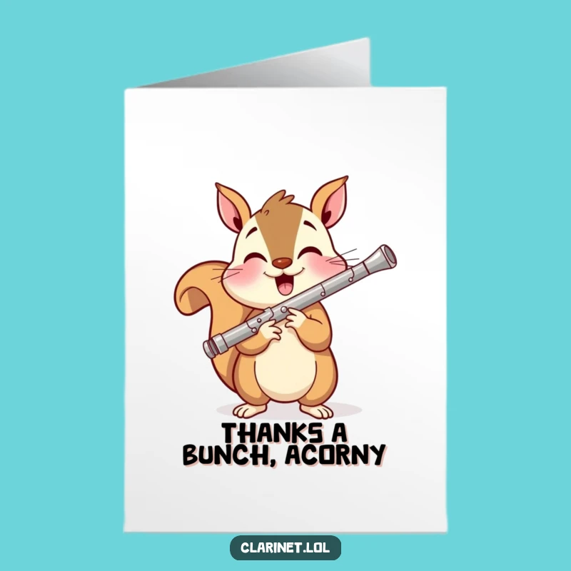 Free Printable Squirrel Clarinet Thank You Card - Lively Downloadable Note of Thanks