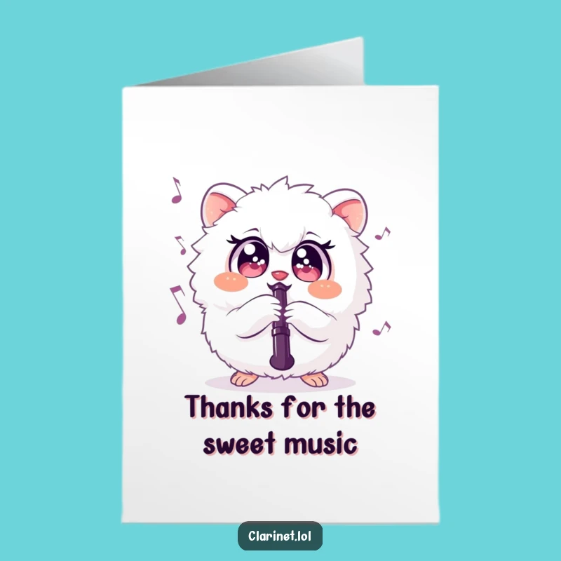 Funny Free Printable Thank You Card: Clarinet Creature Expresses Grateful Melodies - DIY Gift